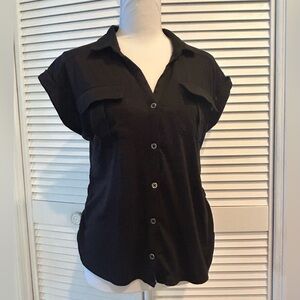 Black Button-Up Women's Top